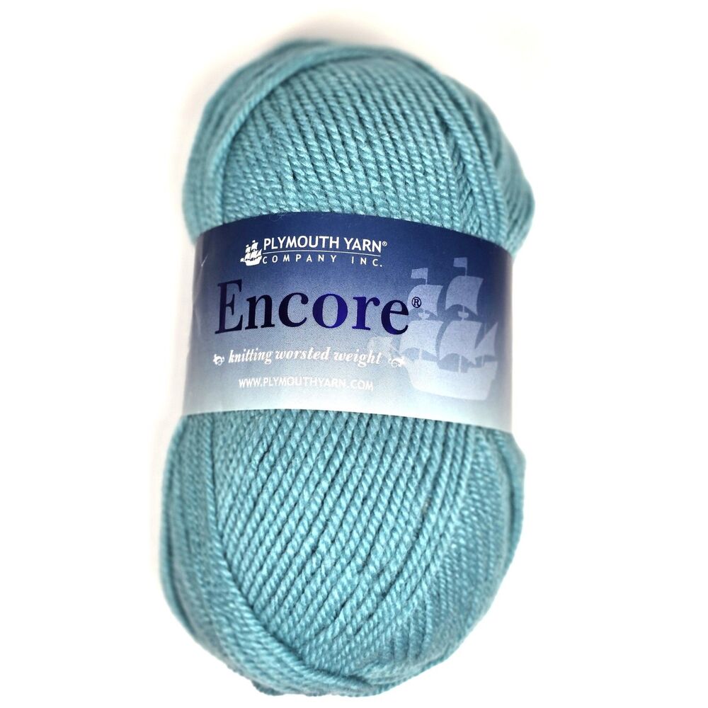 Plymouth Blue Yarn Skein Encore Acrylic Wool Worsted Weight